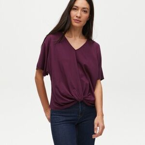 2 GWP! Michael Stars April Twist V-neck Xsmall short sleeve purple blouse